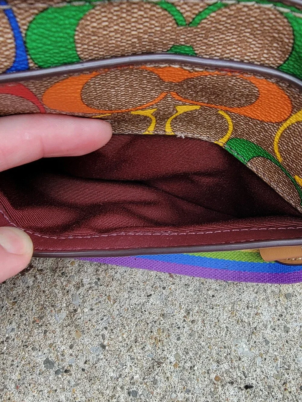Coach Khaki Rainbow Signature Mini Camera Crossbody C4227